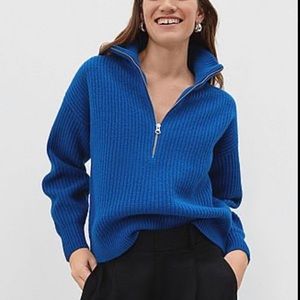Everlane Felted Merino Quarter Zip Azule XS